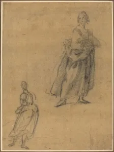 Two Studies of a Standing Woman, early 17th century. Creator: Unknown