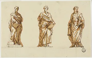 John Michael Rysbrack Prints: Three Studies for Statue of John Locke