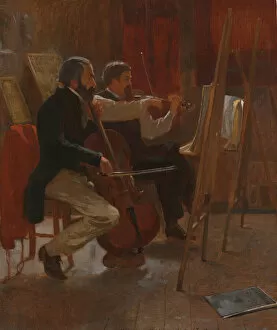 Cello Gallery: The Studio, 1867. Creator: Winslow Homer