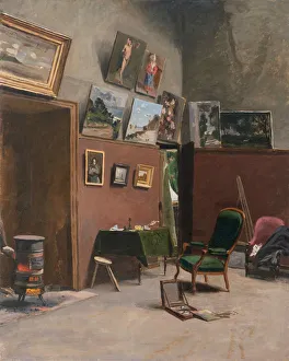 Musee Fabre Prints: The studio of the artist at Rue Furstenberg, 1865. Creator: Bazille, Frederic