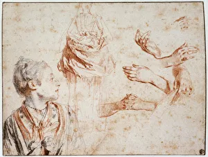 Behind Gallery: Study, 1716-1718. Artist: Jean-Antoine Watteau