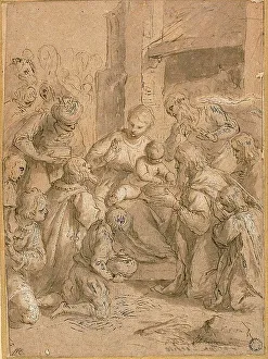 Palma Giovane Prints: Study for the Adoration of the Magi, 1612. Creator: Jacopo Palma