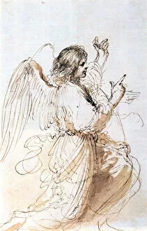 Spirituality Gallery: Study of an Angel, c1611-1666. Artist: Guercino