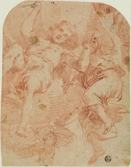 Il Cavalier Calabrese Prints: Study of Two Angels, 1661/1666. Creator: Mattia Preti