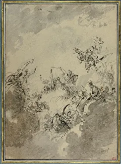 Apotheosis Prints: Study for Apotheosis of Hercules, c. 1746. Creator: Jacob de Wit