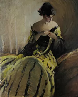 Black Hair Gallery: Study in Black and Green (Oil Sketch), ca. 1906. Creator: John White Alexander