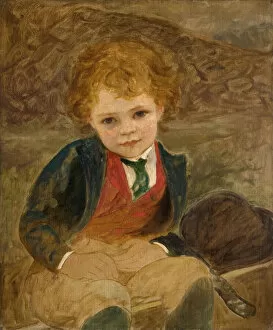 Louisa Starr Canziani Gallery: Study Of A Boy Sitting In A Wheelbarrow, 1890. Creator: Louisa Starr