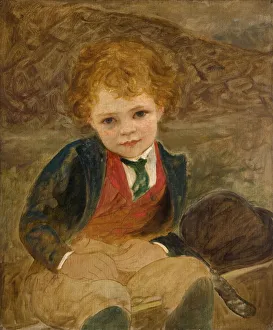 Canziani Gallery: Study Of A Boy Sitting In A Wheelbarrow, 1890. Creator: Louisa Starr