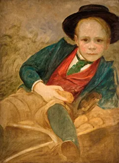 Study For A Boy Sitting On A Wheelbarrow, 1890. Creator: Louisa Starr