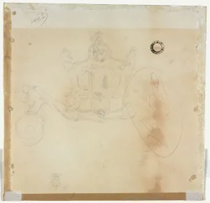 Study for Cab and Front Left Wheel of Coach and Study for Head of Crowned Figure