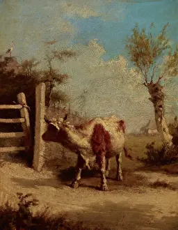 Study of a Cow against a Landscape, between 1875-1880. Creator: Wilhelm Leopolski