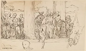 Elihu Veder Prints: Study after Domenichino, c. 1858. Creator: Elihu Vedder