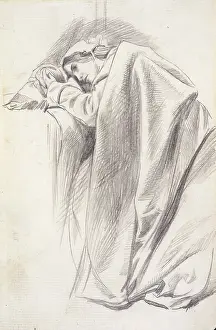 Despair Prints: Study of a Draped Female Figure, Reclining, c1843-1891. Creator: Charles Samuel Keene