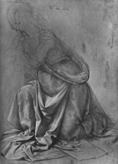 Da Vinci Collection: Study of the Drapery of a Woman Kneeling to the Left, c1477 (1945). Artist: Leonardo da Vinci