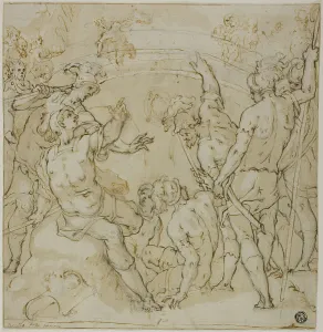 Cappadocia Prints: Study for the Duel between Heraclius and Khosrau (r); Sketches of Seated Figure (v)