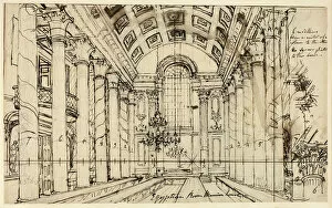 City Of London England Gallery: Study for Egyptian Hall Mansion House, from Microcosm of London, c. 1809
