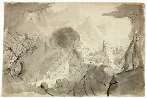 Stormcloud Prints: Study for Expulsion from the Garden of Eden, 1828. Creator: Thomas Cole