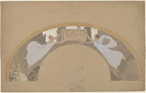 Study of Two Female Figures in Arched Border, 1890/1897. Creator: Charles Sprague Pearce
