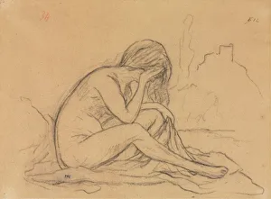 1824 1898 Prints: Study of a Female Nude (possibly for an unrealized allegorical painting) (recto), 1800s