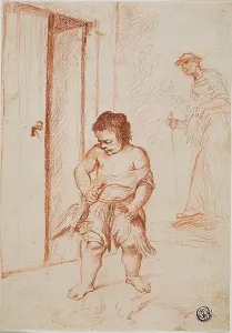 Crespi Lo Spagnuolo Prints: Study of Two Figures (recto); Fragmentary Copy (verso)