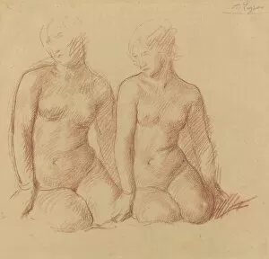 Study of Two Figures Seated Side by Side. Creator: Alphonse Legros
