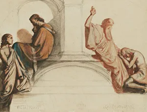 Crayon Prints: Study For A Fresco Depicting The Sacraments Of Confession And Absolution