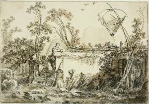 Study for the Frontispiece, for Varie Vedute del Gentile, c. 1755. Creator: Jean Baptiste Le Prince