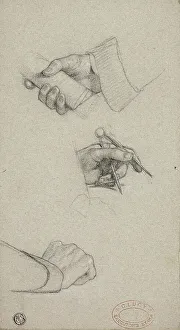 Protractor Prints: Study of Hands, c. 1858. Creator: Charles Lucy