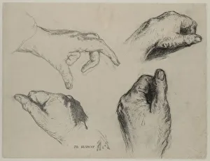 Study of Hands (recto), 1800s. Creator: Theodule Ribot (French, 1823-1891)