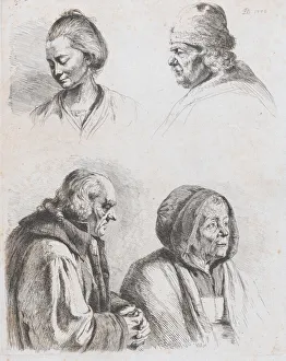 Study of Four Heads, 1770. Creator: Jean-Jacques de Boissieu Study of Four Heads, 1770. Creator: Jean-Jacques de Boissieu