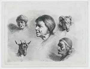 Boisseux Jean Jacques De Collection: Study of Five Heads, 1803. Creator: Jean-Jacques de Boissieu