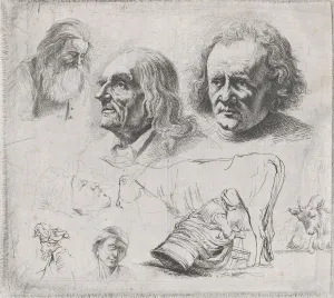 Boisseux Jean Jacques De Prints: Study of Six Heads and a Milkmaid, 1816. Creator: Ignace Joseph de Claussin