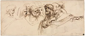 Agostino Carracci Collection: Study of Heads (recto), 2nd half 1500s. Creator: Agostino Carracci (Italian, 1557-1602)