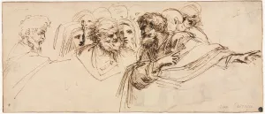 Agostino Carracci Collection: Study of Heads (recto); Crenelated Fortress (verso), 2nd half 1500s. Creator: Agostino Carracci