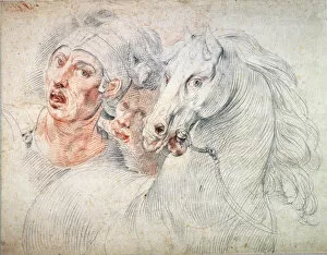 Animal Head Collection: Study of a horse and two Soldiers, early 17th century. Artist: Giuseppe Cesari