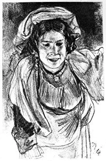 Study of an Italian Girl, c1880-1882.Artist: Adolph Menzel