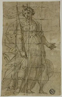 Cambiaci Luca Prints: Study for Juno (or Diana) with a Peacock