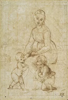 Brown Indian Ink On Paper Gallery: Study for La belle jardiniere, ca 1506-1507. Creator: Raphael (Raffaello Sanzio da Urbino)