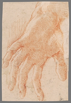 Central European Prints: Study of a left hand, 1701/1800. Creator: Unknown
