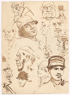 Ladislav Prints: Study of male faces, 1880-1910. Creator: Ladislav Mednyanszky