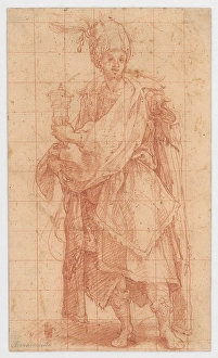 Study of a male figure with a goblet (one of the kings from The Adoration'), 1550/1600. Creator: Unknown