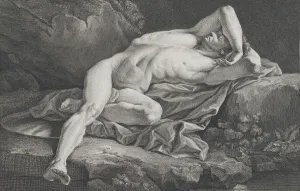 Life Model Prints: Study of Male Nude, 1762. Creator: Simon Charles Miger