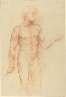 Study of a Man's Figure, Holding Rod behind Back. Creator: Alphonse Legros