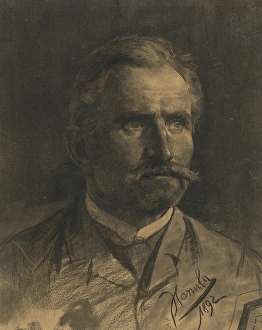 Study of a Man's Head with a Beard and Moustache, 1892. Creator: Jozef Hanula. Study of a Man's Head with a Beard and Moustache, 1892. Creator: Jozef Hanula