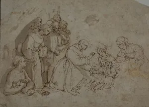 Siena Bernardino Of Prints: Study for Miracle of Saint Bernardino of Siena, c.1602. Creator: Ventura Salimbeni