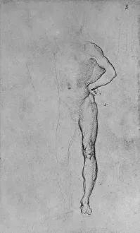 Study of a Nude Man with his Left Hand on His Hip, c1480 (1945). Artist: Leonardo da Vinci Study of a Nude Man with his Left Hand on His Hip, c1480 (1945). Artist: Leonardo da Vinci