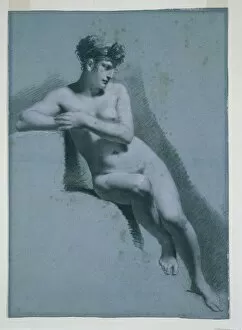 Study of a Nude Woman, Seated Looking to the Right (recto) Study of a Male Nude (verso), c1810