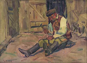 Hammering Prints: Study for the Painting Farrier, around 1935. Creator: Gustav Mally