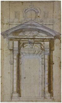 Brown Colour Gallery: Study for Porta Pia in Rome, ca 1561. Artist: Buonarroti, Michelangelo (1475-1564)