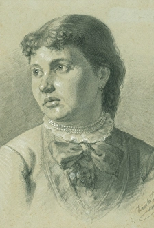 Josef Prints: Study for a portrait of a girl, 1879. Creator: Jozef Hanula